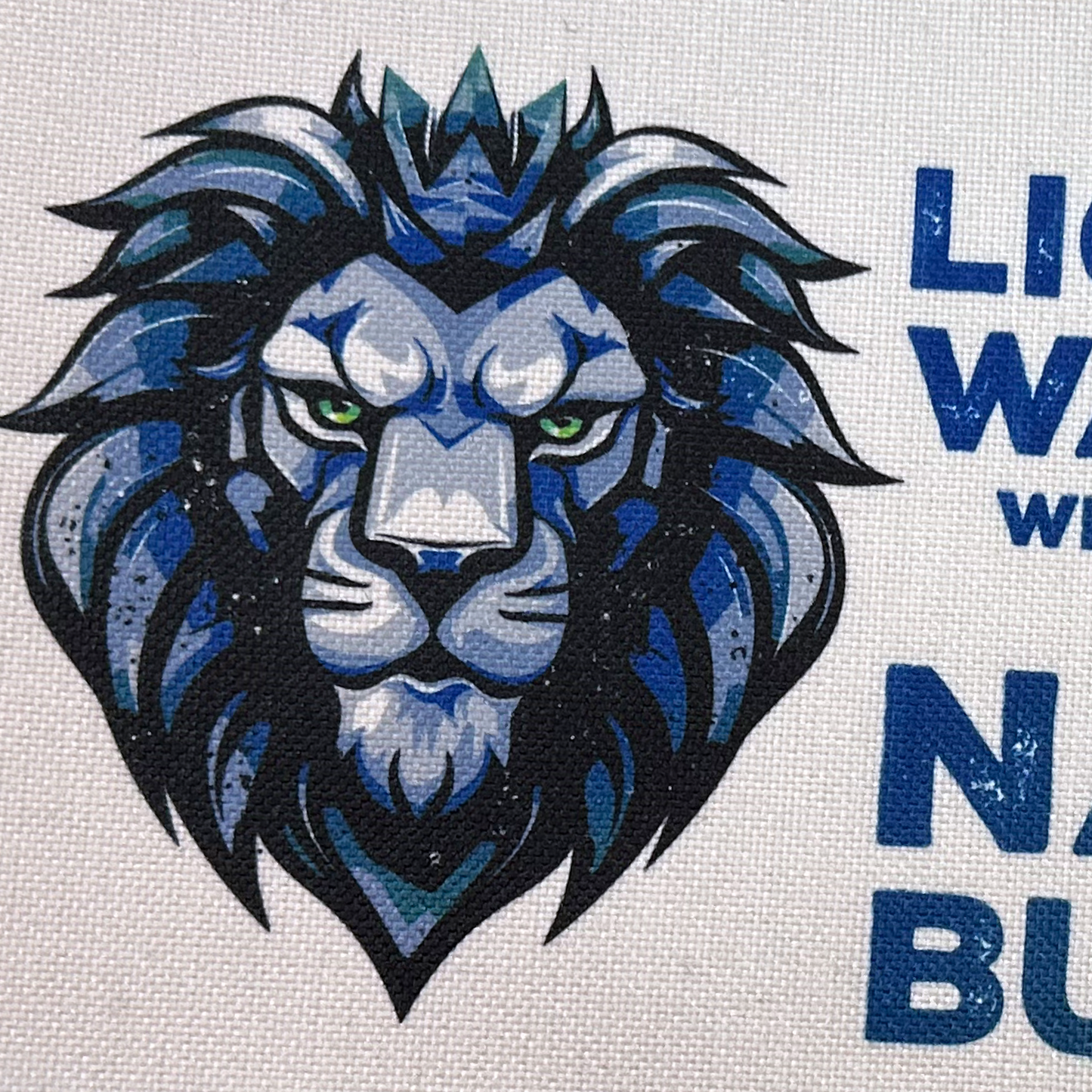 Punny Narnia Tote Bag – “Lion in My Wardrobe” Quote – Blue/Teal or Berry/Red Print – Eco-Friendly, Reusable 18"x14.5" Shopping Bag