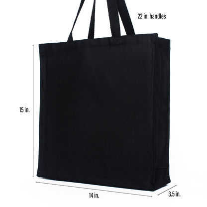 Believe Glitter Tote Bag v1 • Black Cotton • 14 x 15 x 3.5 in • Glitter Vinyl