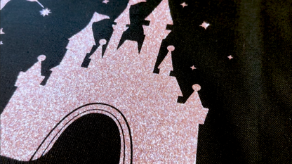 Believe Glitter Tote Bag v1 • Black Cotton • 14 x 15 x 3.5 in • Glitter Vinyl
